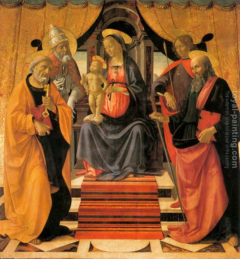 Domenico Ghirlandaio : Madonna and Child Enthroned with Saints